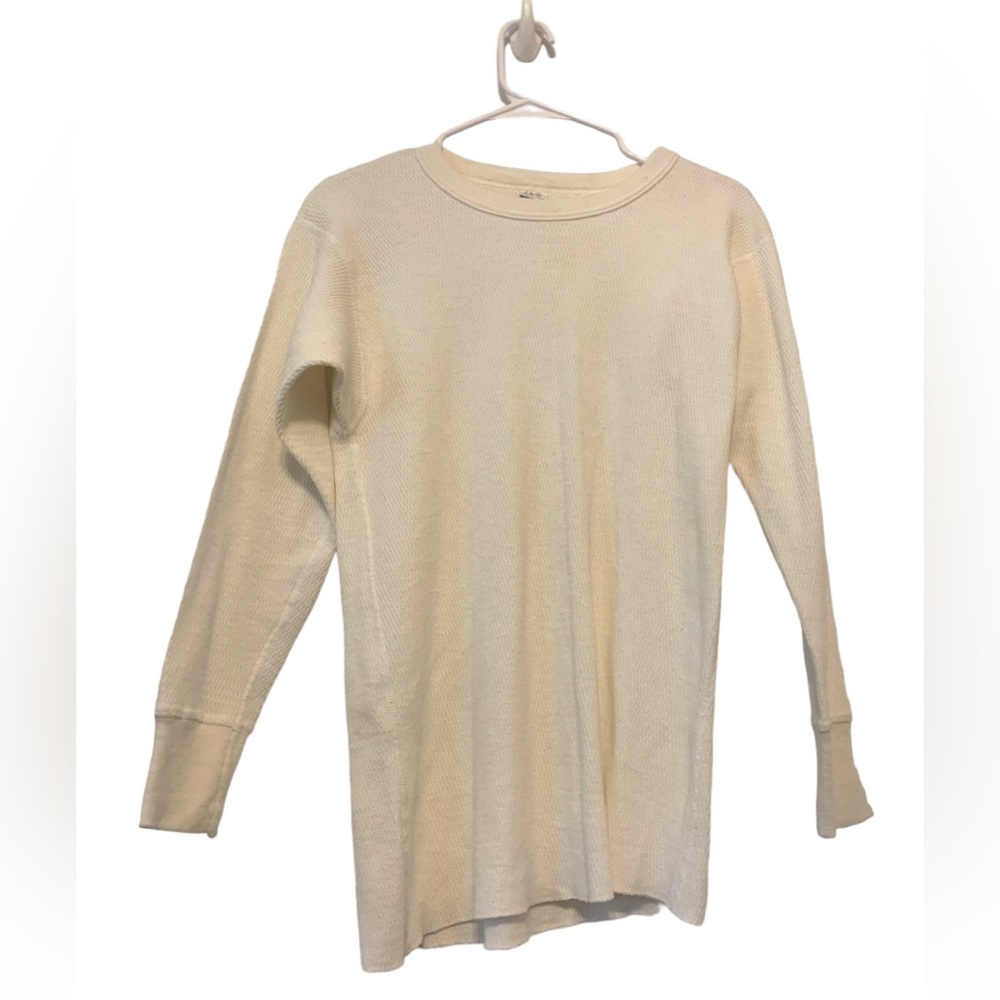 Vintage 1970s Men's Cotton Thermal Waffle Knit Long Sleeve Shirt Size XL